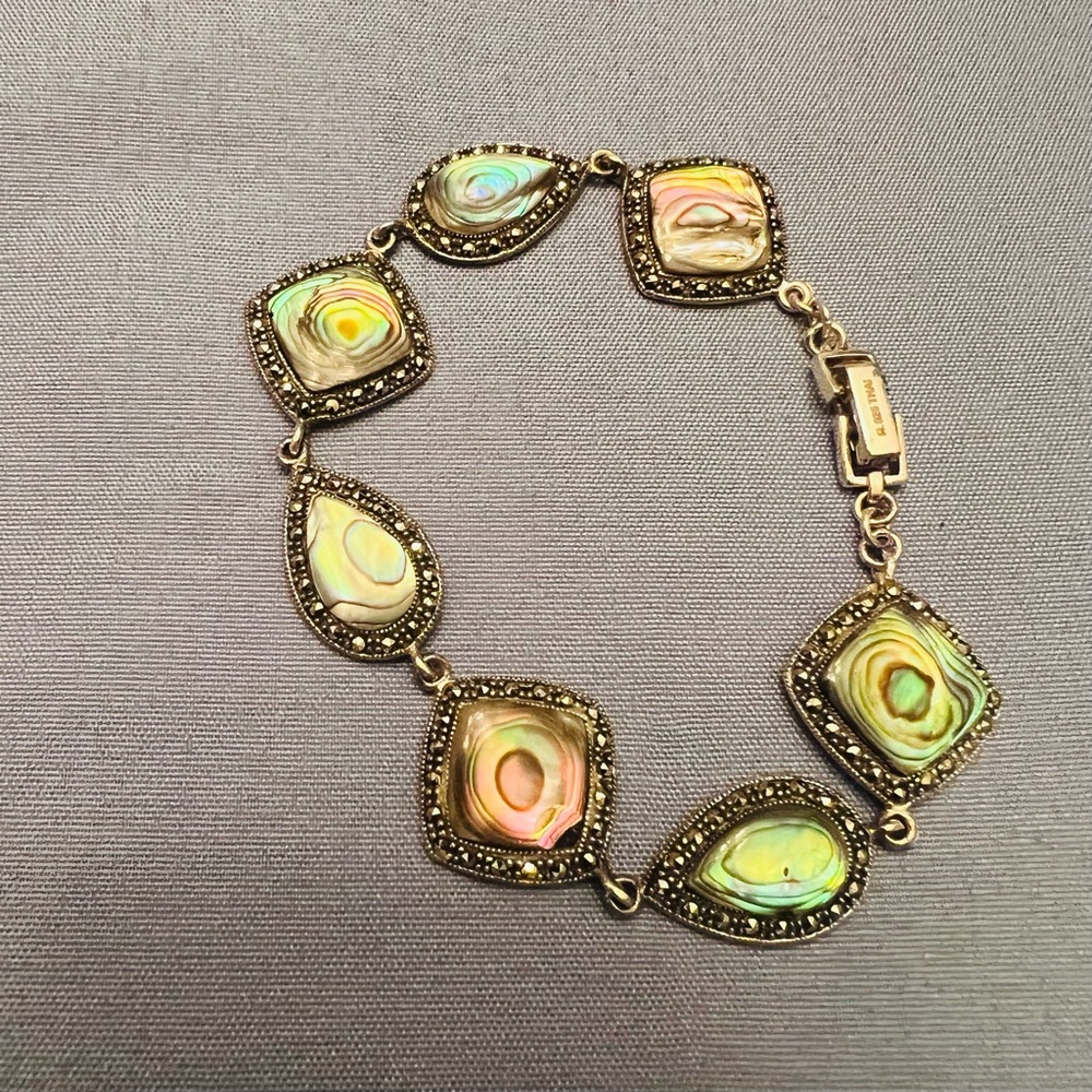 Silver & Abilone Multicolor Bracelet